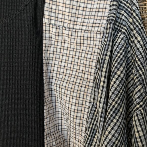 Upcycled Plus Size Mixed Prints Plaid Shirt: Reworked Patchwork Boho Spliced Top - Picture 8 of 10